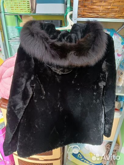 Шуба мутон с капюшоном