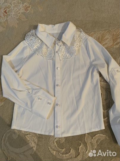 Рубашка школьная на девочку 134 размер 7-8 лет