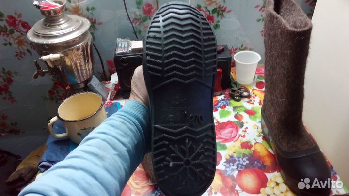 Валенки серые с галошами