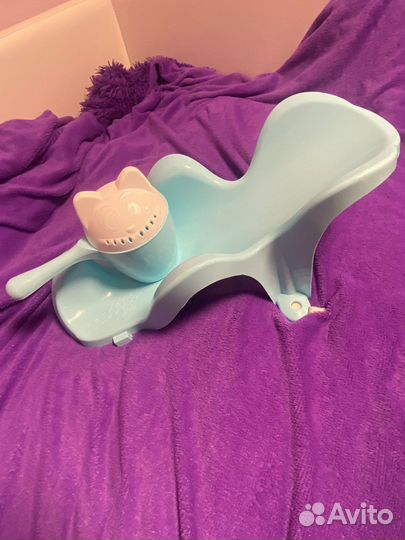 Ванночка для купания с горкой + сидение + ковшик