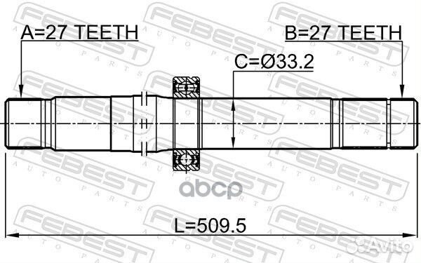 Полуось левая 27X510X27 mercedes benz C 250 BLU