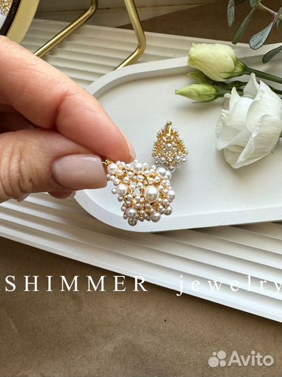 Серьги жемчужная корзиночка как в Poison Drop