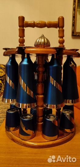 Набор мини бар: цветные рюмки, бокалы, графин