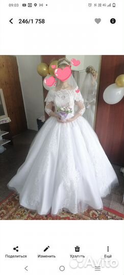 Свадебное платье 44 46 бу