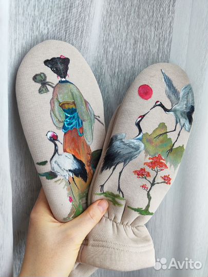 Варежки с ручной росписью