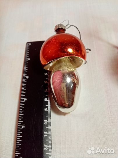 Ёлочные игрушки СССР, грибы 3 штуки