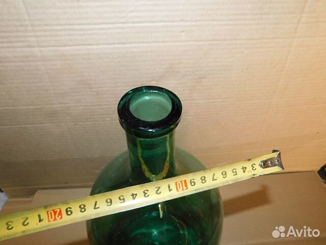 Старинная,стеклянная бутыль ри 6 л.цветное стекло