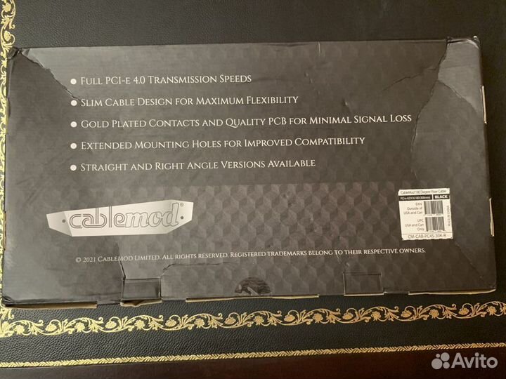 CableMod Straight PCI-e 4.0 Riser Cable Black, 30