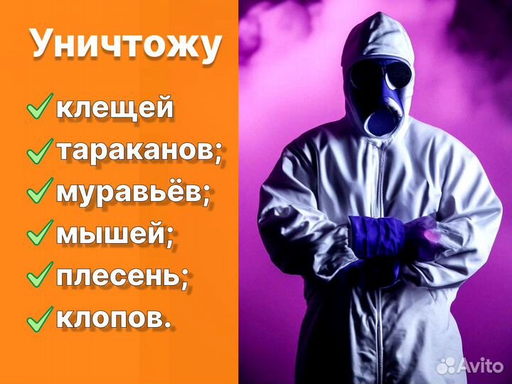 Уничтожение клопов, тараканов, плесени, клещей