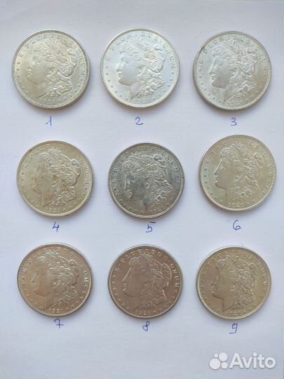 Серебряные монеты Сталин, Морган, мирный