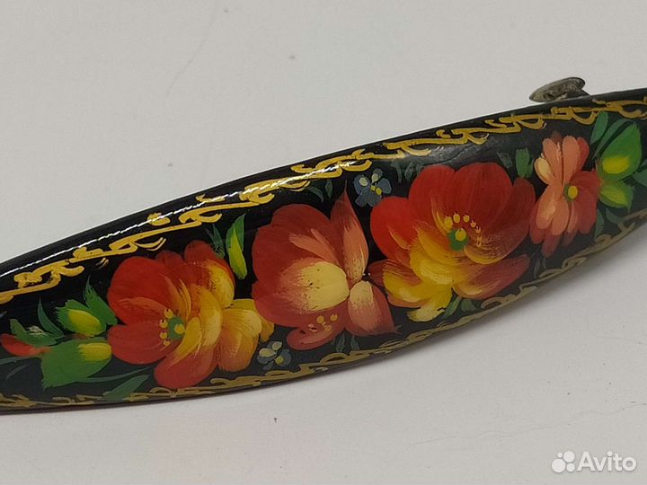 Заколка автомат в стиле Жостово