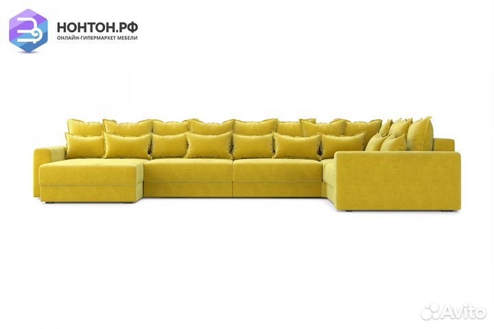 Диван п-образный тик-так Омега горчичный