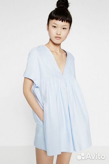 Летнее платье zara из 100 хлопка новое babydoll