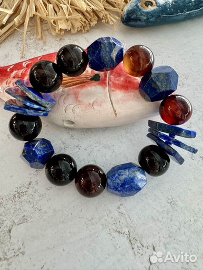 Женский браслет из лазурита и агата