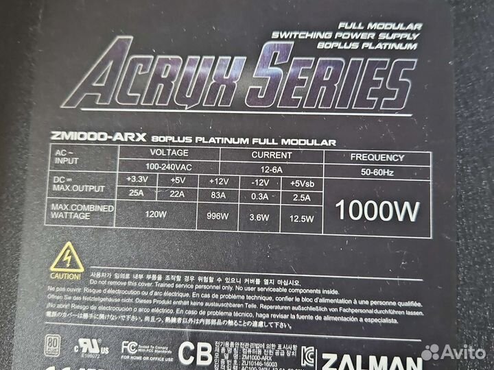 Блок питания zalman Acrux Series 1000w