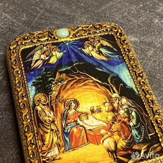 Рождество Христово икона на мореном дубе