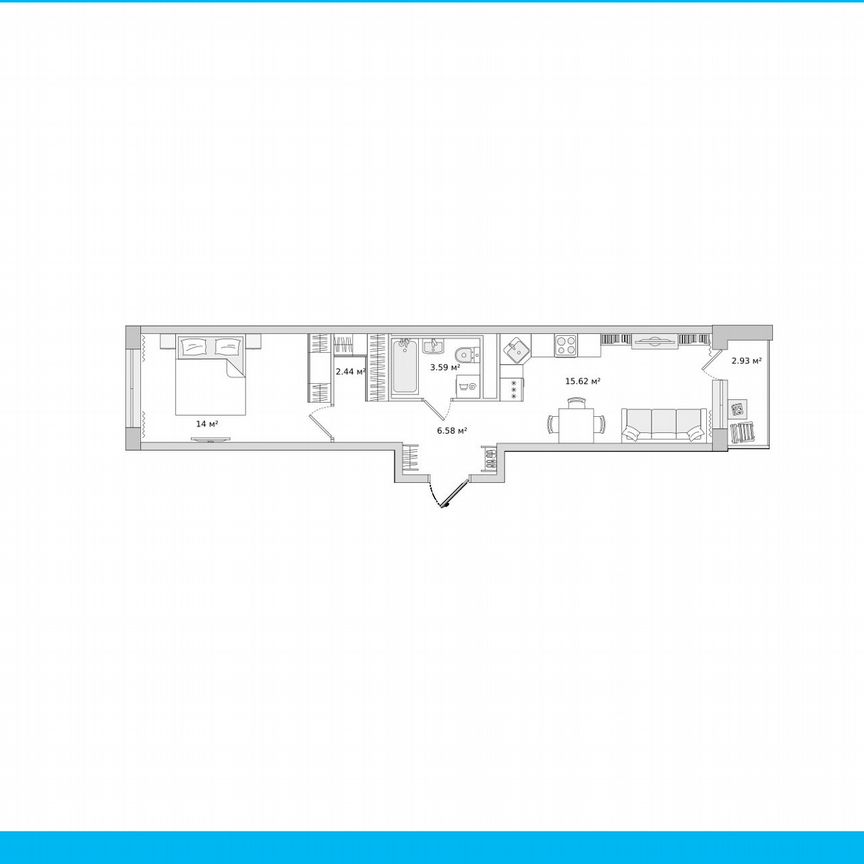 1-к. квартира, 42,4 м², 18/21 эт.