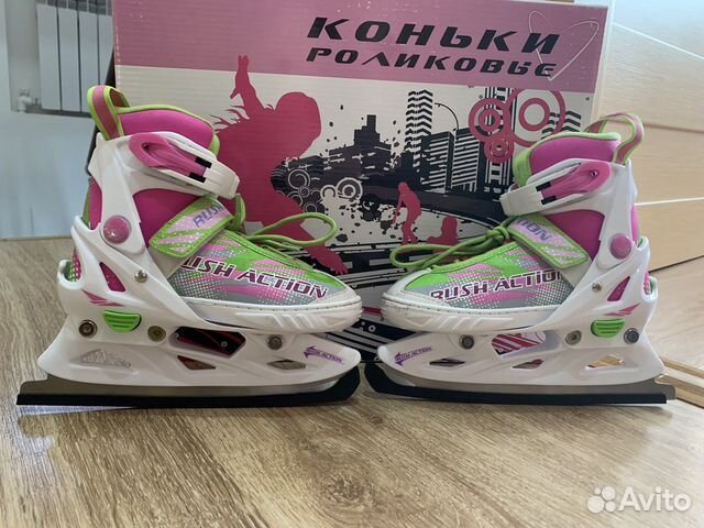 Коньки-ролики 2 в 1 раздвижные р. 29-32