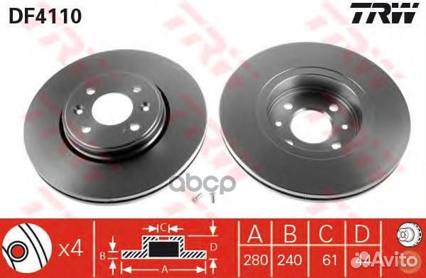 Диск тормозной перед LCV DF4110 TRW