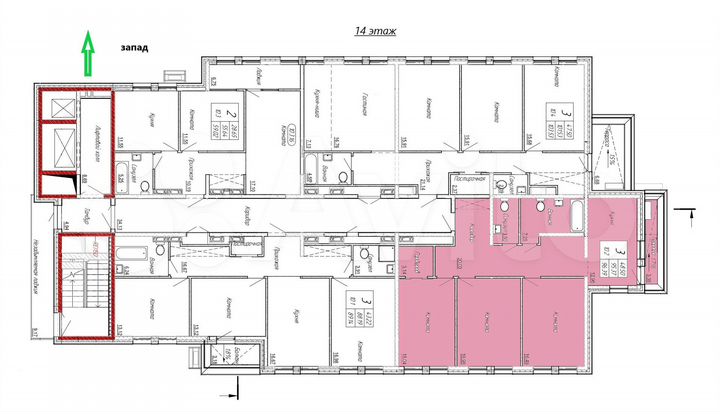 3-к. квартира, 96,4 м², 14/16 эт.