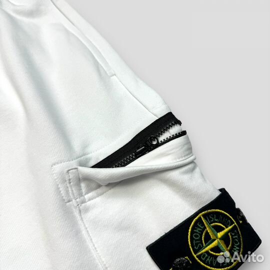 Шорты спортивные Stone island белые (S-XL)