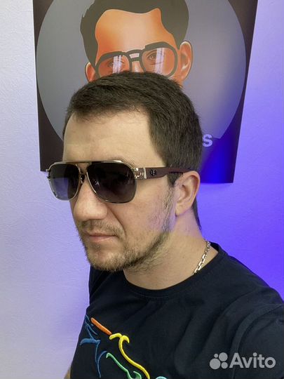 Очки chrome hearts с деревянными дужками