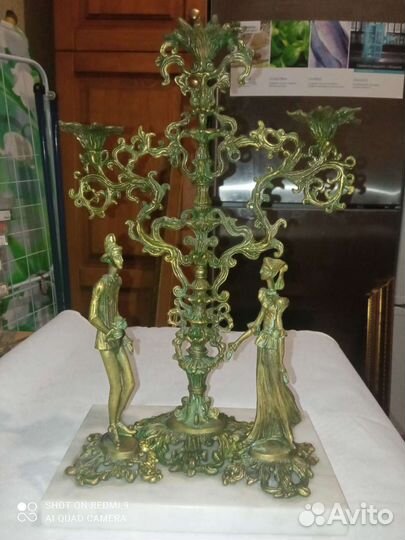 Подсвечник статуэтка бронза мрамор Гербер 1982г