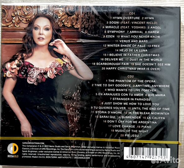 Музыкальные cd диски Sara Brightman лучшее на 2 сд