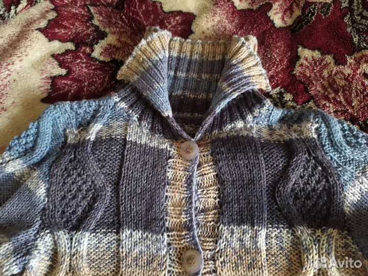 Пальто вязаное женское разноцветное