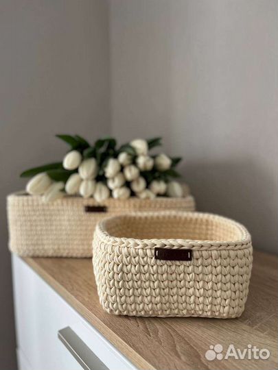 Корзинки из трикотажной пряжи