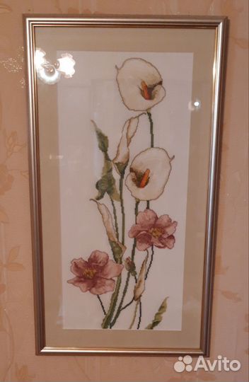 Картина вышитая крестом ручная работа. 89 -49