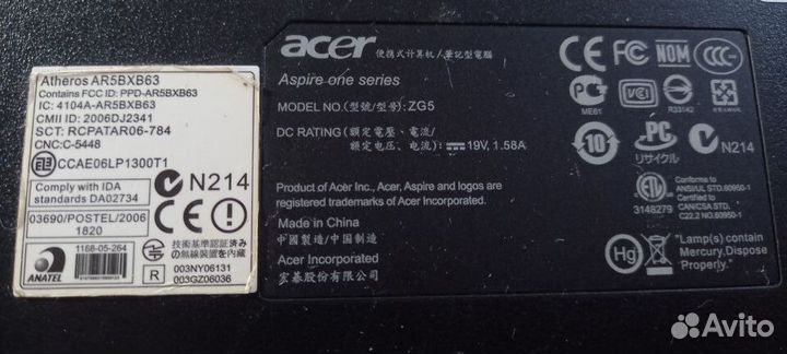 Нетбук acer на запчасти