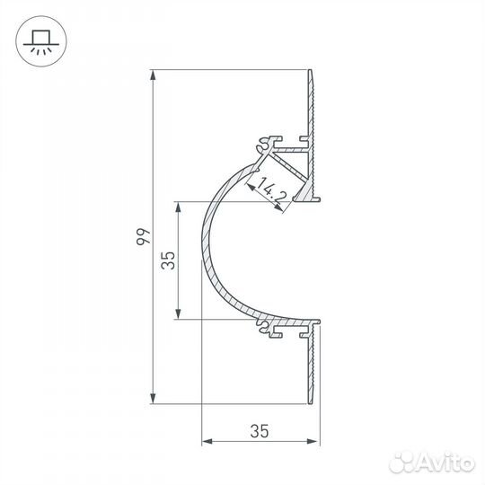 Профиль с боковым свечением Arlight ARH-Ceil-Reflect-2000 White 034982