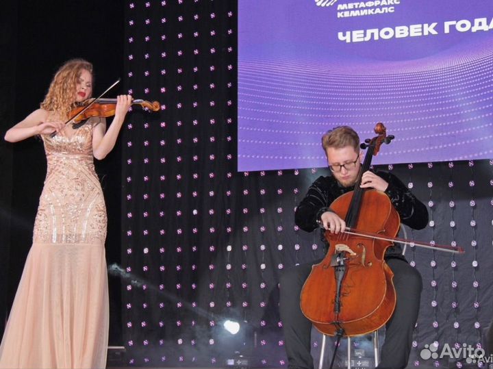 Музыканты, живая музыка, дуэт скрипка и виолончель