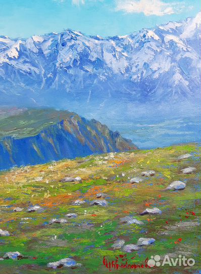 Горный пейзаж картина маслом 100 на 50 см