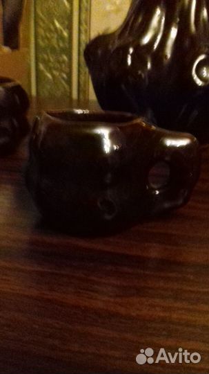 Глиняный кувшин с 4 чашками. СССР