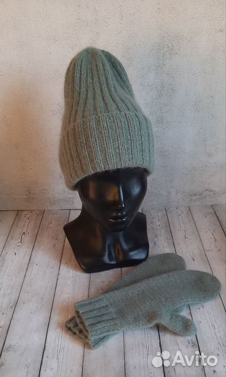 Шапка и варежки из кашемира