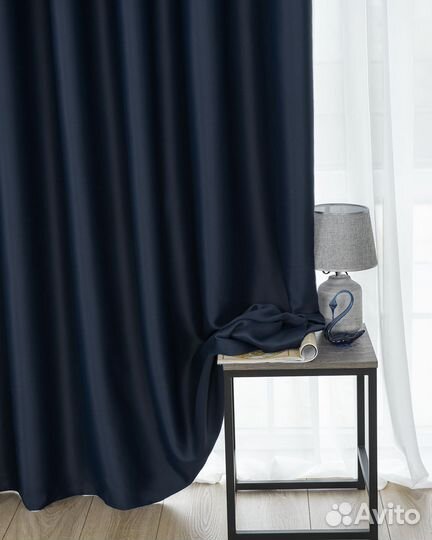 Шторы блэкаут марсель индиго готовые и на заказ