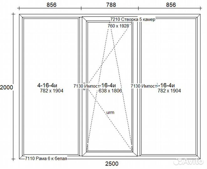 Панорамное остекление 2500*2000мм немецкий профиль