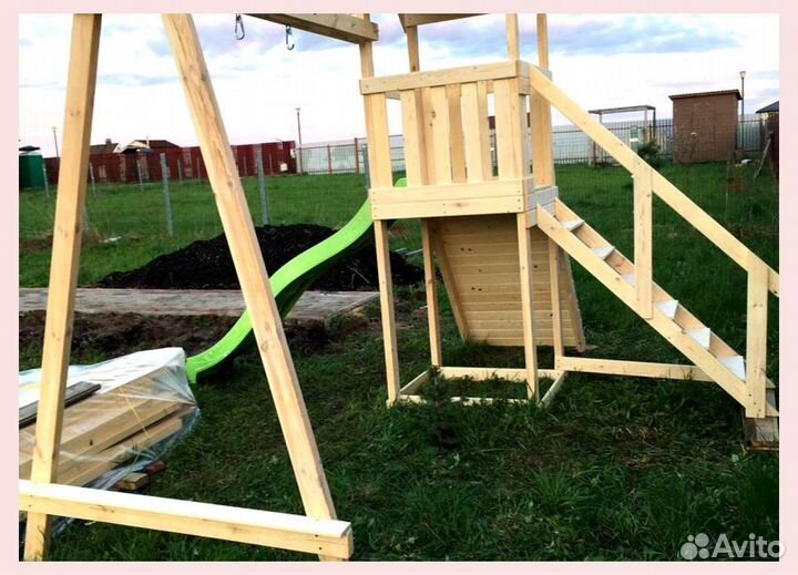 Детский комплекс, горка и качели