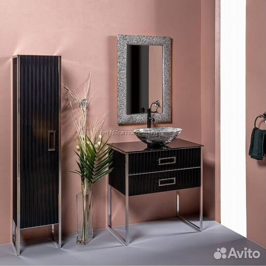 Boheme Aura 538 Зеркало с рамой из хрустального стекла, Серебро Глянец, с подсветкой 60х90