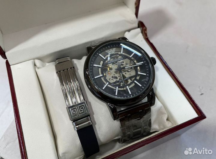 Часы armani мужские скелетон с Браслетом