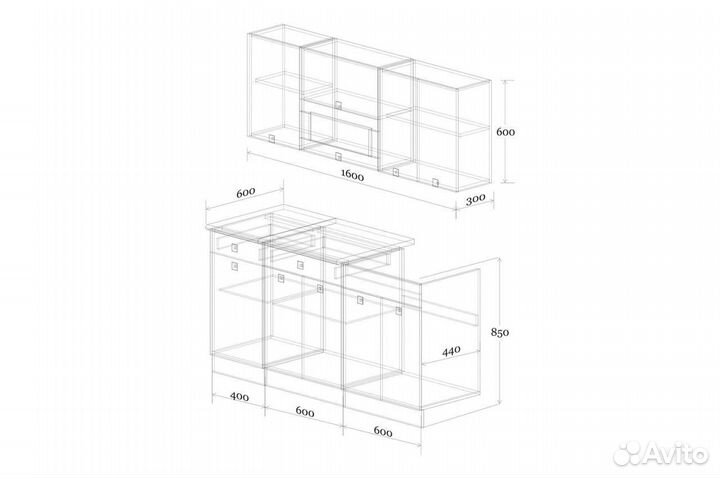 Кухонный гарнитур 1,6 Виола. Цена за всю кухню