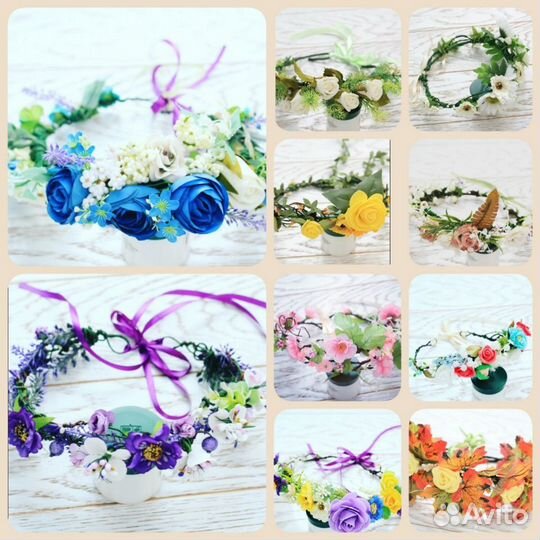 Украшения из искусвенных цветов и ягод на голову