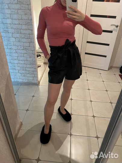 Шорты кож зам Zara