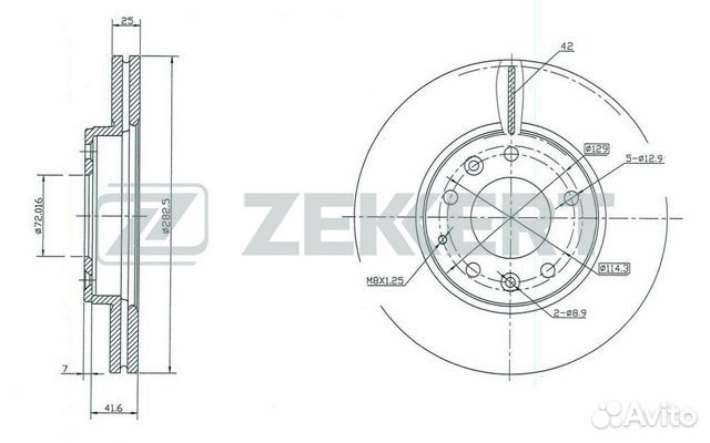 Диск тормозной передний 283 мм Mazda 6 02-07