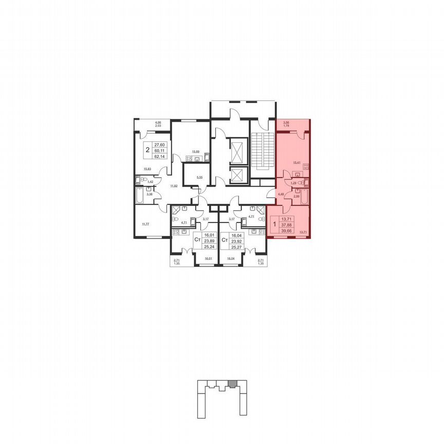 1-к. квартира, 39,7 м², 12/19 эт.