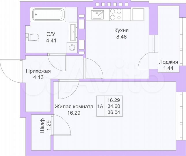1-к. квартира, 36 м², 24/25 эт.