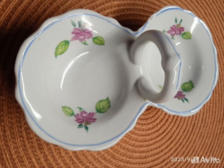 Соусник двойной, фарфор Дулево 1956г