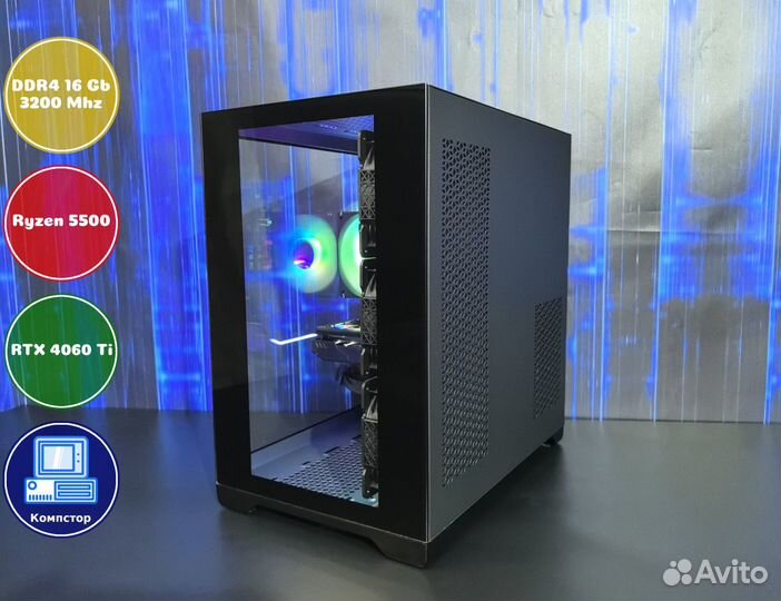 Игровая система AMD5500-RTX4060Ti-16DDR4-AIO23-A520